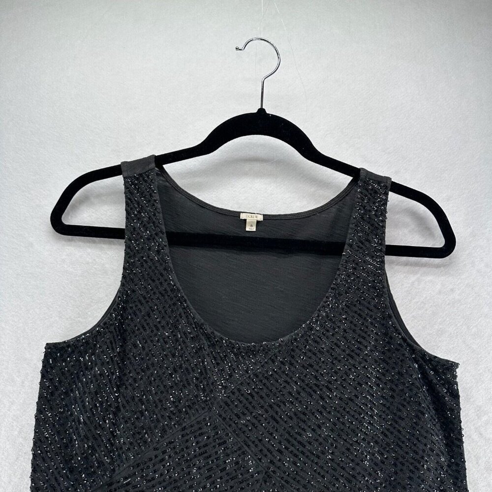 J.CREW Tank Top Womens Sz S Sequin Embellished Scoop Neck Sleeveless Black - Picture 3 of 9